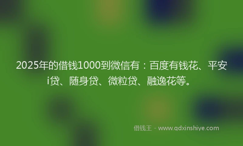 2025年的借钱1000到微信有：百度有钱花、平安i贷、随身贷、微粒贷、融逸花等。