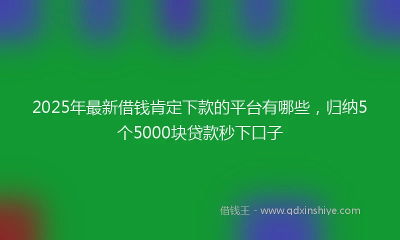 2025年最新借钱肯定下款的平台有哪些，归纳5个5000块贷款秒下口子