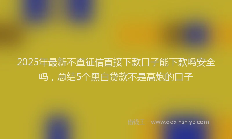 2025年最新不查征信直接下款口子能下款吗安全吗，总结5个黑白贷款不是高炮的口子