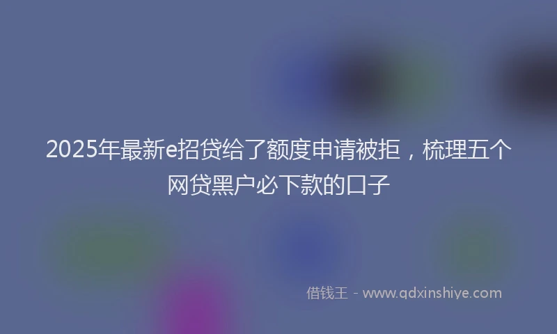 2025年最新e招贷给了额度申请被拒，梳理五个网贷黑户必下款的口子