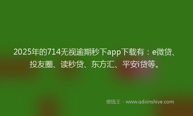2025年的714无视逾期秒下app下载有：e微贷、投友圈、读秒贷、东方汇、平安i贷等。