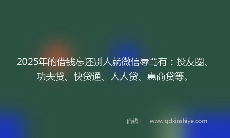 2025年的借钱忘还别人就微信辱骂有：投友圈、功夫贷、快贷通、人人贷、惠商贷等。
