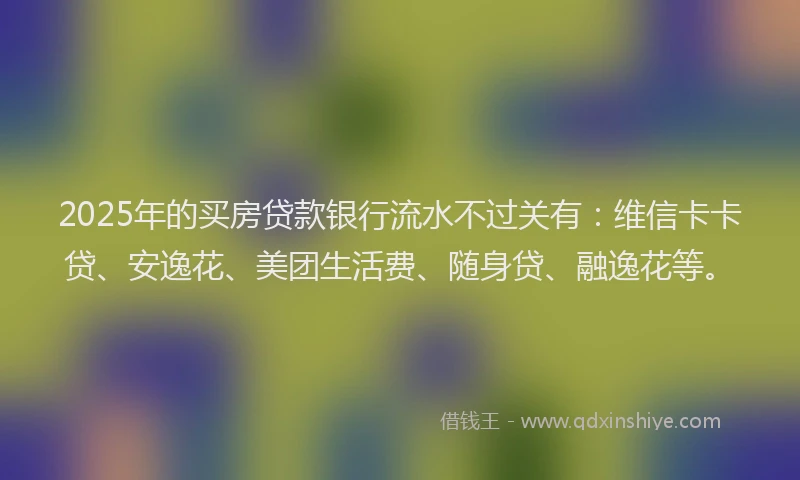 2025年的买房贷款银行流水不过关有：维信卡卡贷、安逸花、美团生活费、随身贷、融逸花等。