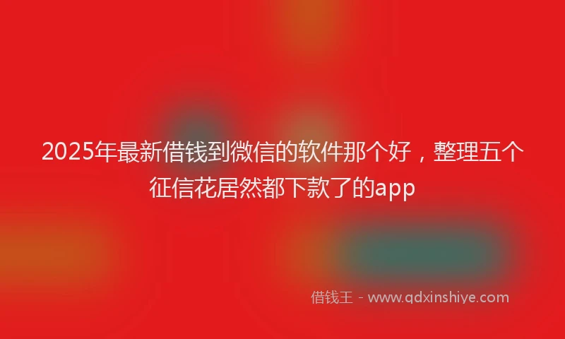 2025年最新借钱到微信的软件那个好，整理五个征信花居然都下款了的app