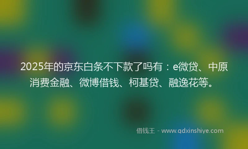 2025年的京东白条不下款了吗有：e微贷、中原消费金融、微博借钱、柯基贷、融逸花等。