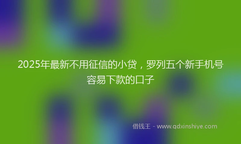 2025年最新不用征信的小贷，罗列五个新手机号容易下款的口子