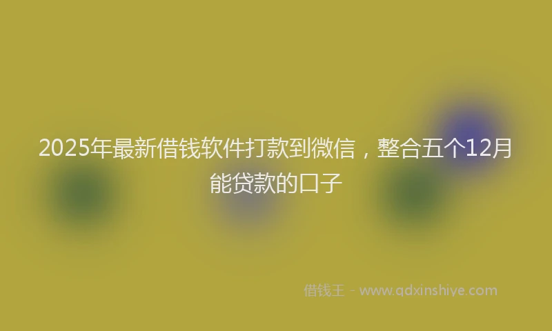 2025年最新借钱软件打款到微信，整合五个12月能贷款的口子