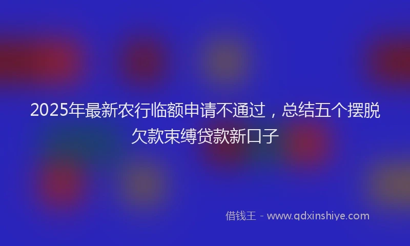 2025年最新农行临额申请不通过，总结五个摆脱欠款束缚贷款新口子