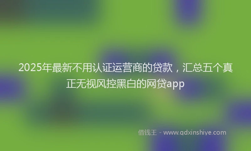 2025年最新不用认证运营商的贷款，汇总五个真正无视风控黑白的网贷app