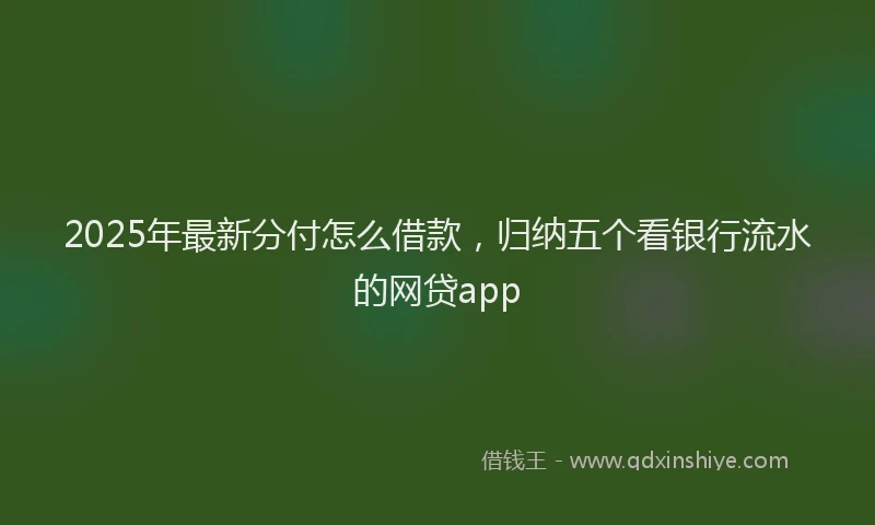 2025年最新分付怎么借款，归纳五个看银行流水的网贷app