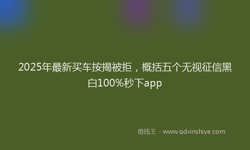 2025年最新买车按揭被拒，概括五个无视征信黑白100%秒下app