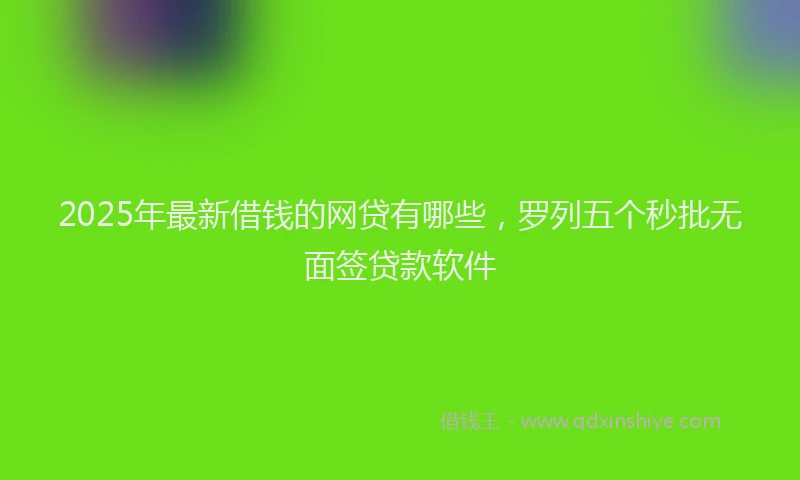2025年最新借钱的网贷有哪些，罗列五个秒批无面签贷款软件