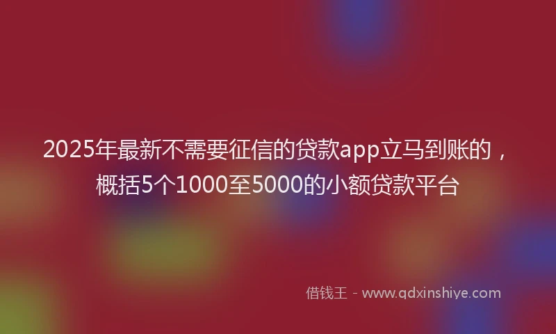 2025年最新不需要征信的贷款app立马到账的，概括5个1000至5000的小额贷款平台