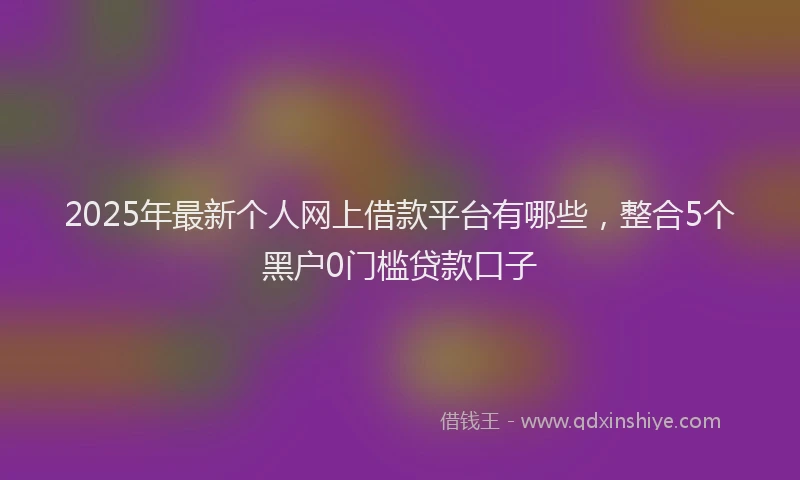2025年最新个人网上借款平台有哪些，整合5个黑户0门槛贷款口子