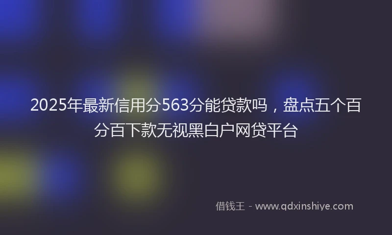 2025年最新信用分563分能贷款吗，盘点五个百分百下款无视黑白户网贷平台