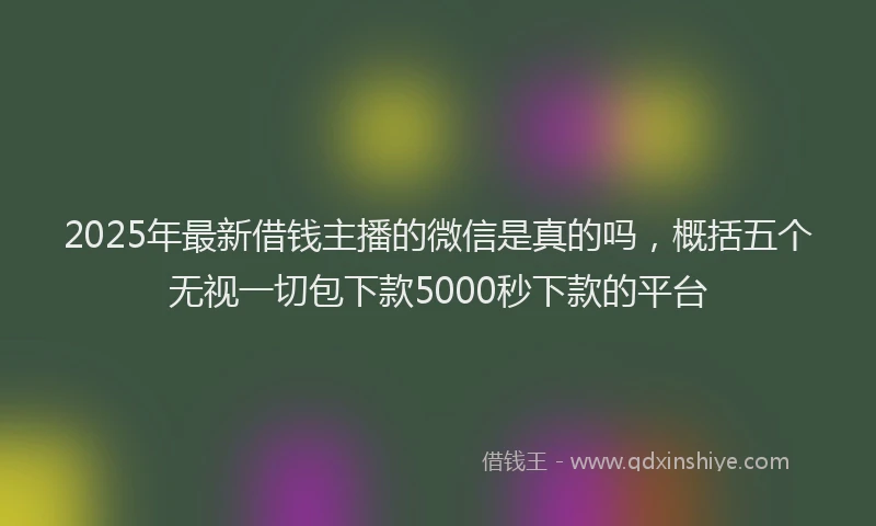 2025年最新借钱主播的微信是真的吗，概括五个无视一切包下款5000秒下款的平台