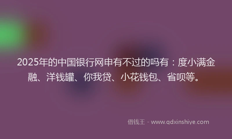2025年的中国银行网申有不过的吗有：度小满金融、洋钱罐、你我贷、小花钱包、省呗等。