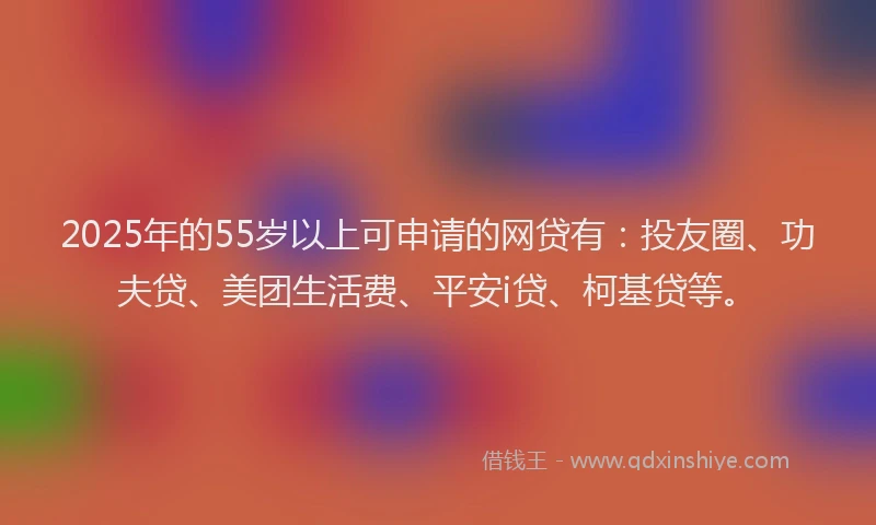 2025年的55岁以上可申请的网贷有：投友圈、功夫贷、美团生活费、平安i贷、柯基贷等。
