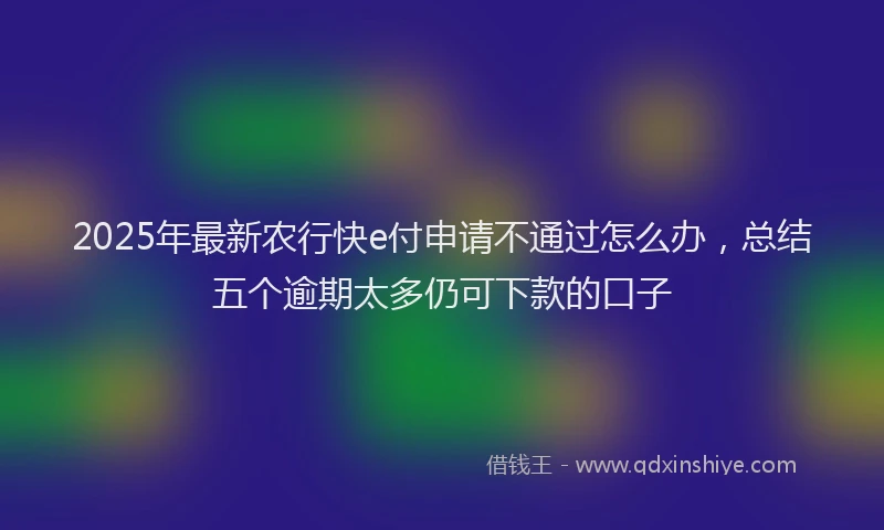 2025年最新农行快e付申请不通过怎么办，总结五个逾期太多仍可下款的口子