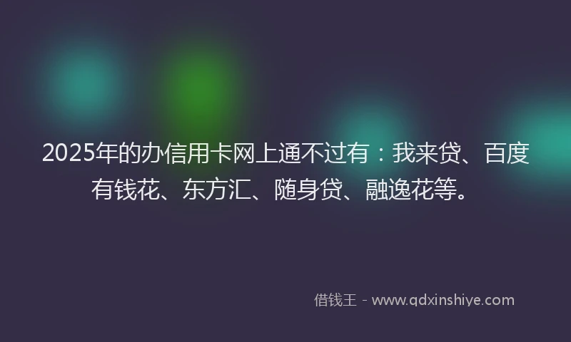 2025年的办信用卡网上通不过有：我来贷、百度有钱花、东方汇、随身贷、融逸花等。