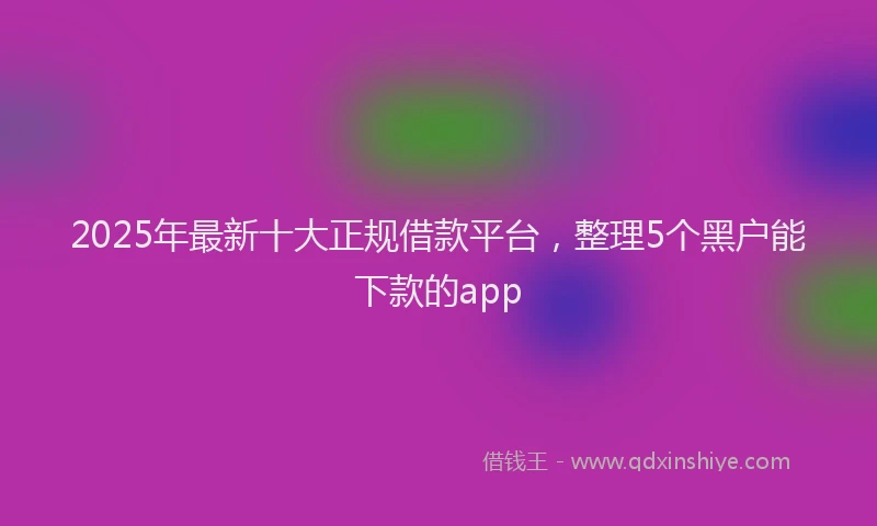 2025年最新十大正规借款平台，整理5个黑户能下款的app