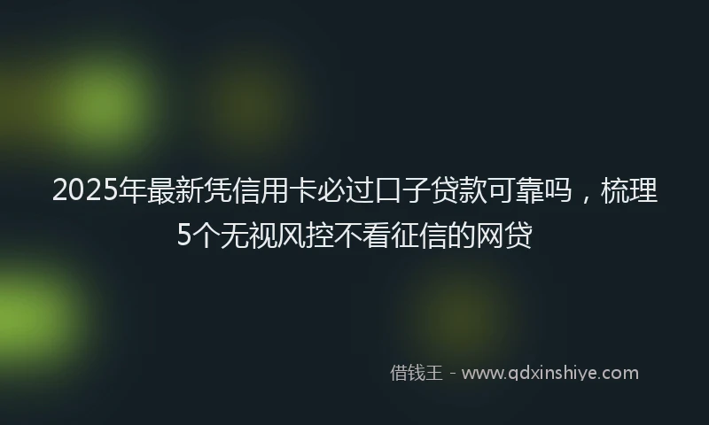 2025年最新凭信用卡必过口子贷款可靠吗，梳理5个无视风控不看征信的网贷