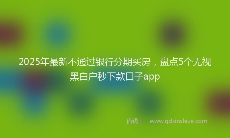 2025年最新不通过银行分期买房，盘点5个无视黑白户秒下款口子app