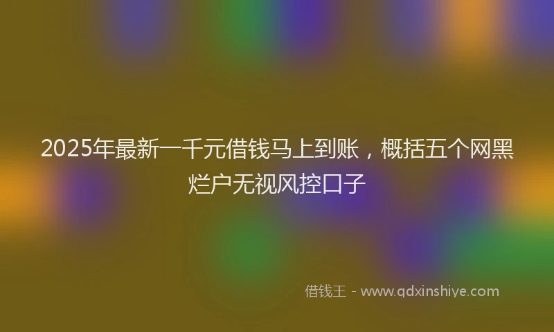 2025年最新一千元借钱马上到账，概括五个网黑烂户无视风控口子