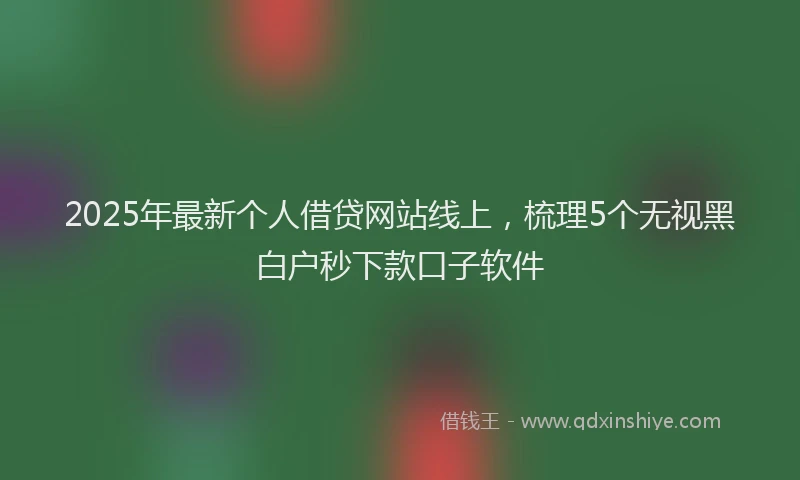 2025年最新个人借贷网站线上，梳理5个无视黑白户秒下款口子软件