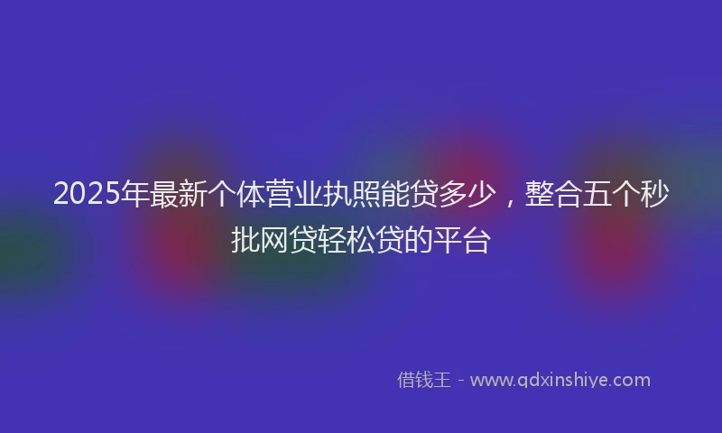 2025年最新个体营业执照能贷多少，整合五个秒批网贷轻松贷的平台