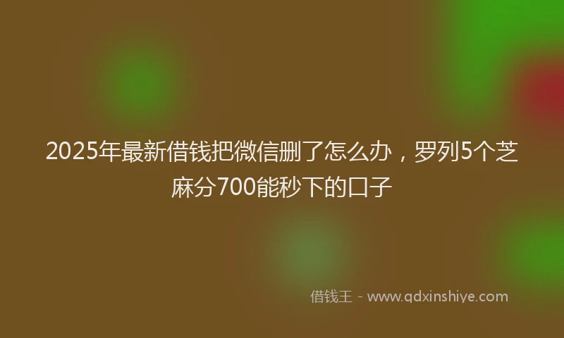 2025年最新借钱把微信删了怎么办，罗列5个芝麻分700能秒下的口子