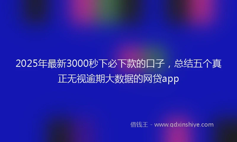 2025年最新3000秒下必下款的口子，总结五个真正无视逾期大数据的网贷app