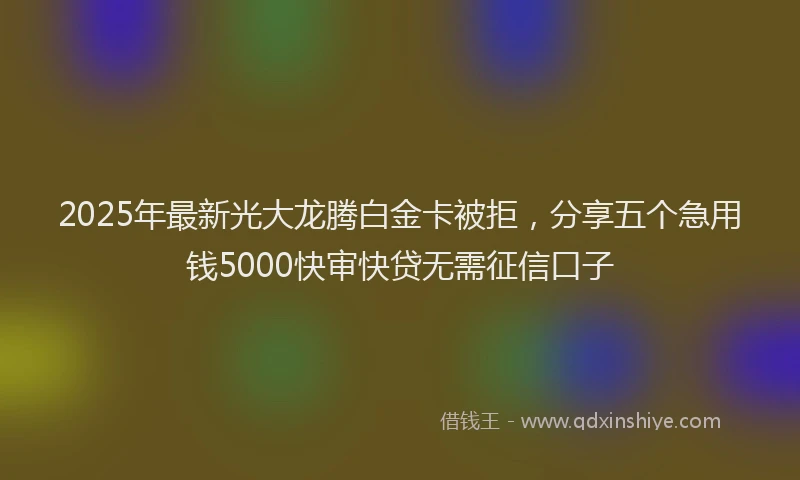 2025年最新光大龙腾白金卡被拒，分享五个急用钱5000快审快贷无需征信口子