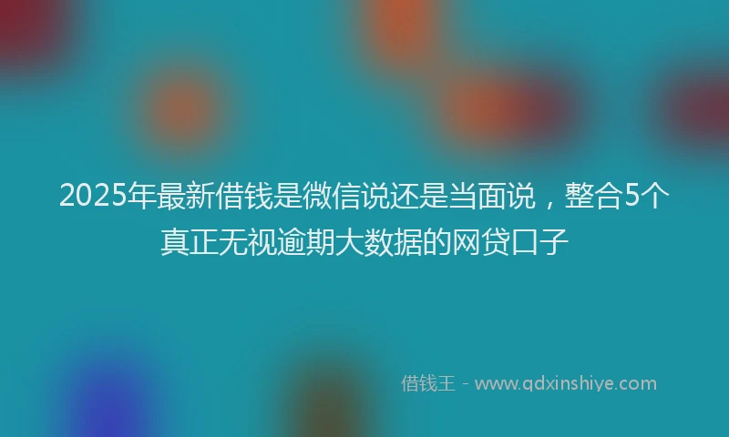 2025年最新借钱是微信说还是当面说，整合5个真正无视逾期大数据的网贷口子