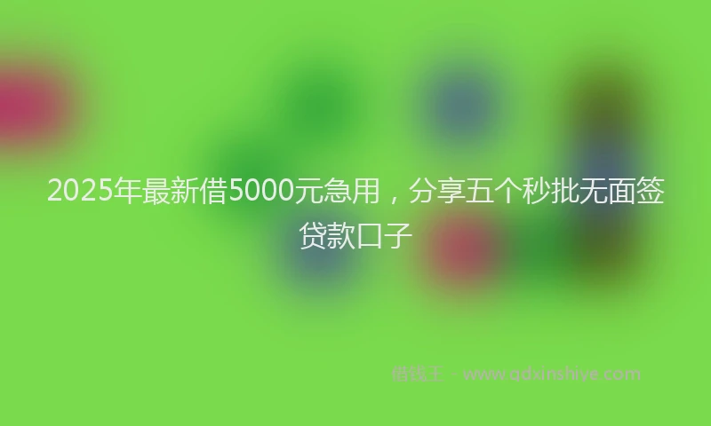 2025年最新借5000元急用，分享五个秒批无面签贷款口子