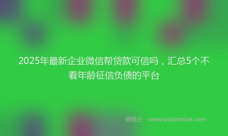 2025年最新企业微信帮贷款可信吗，汇总5个不看年龄征信负债的平台