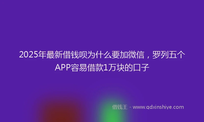 2025年最新借钱呗为什么要加微信，罗列五个APP容易借款1万块的口子