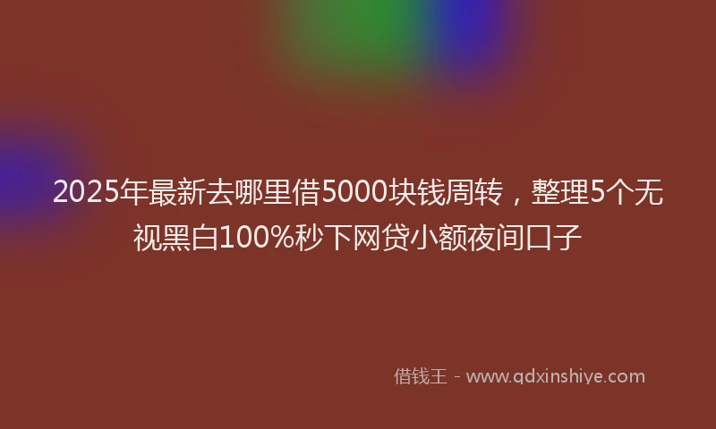 2025年最新去哪里借5000块钱周转，整理5个无视黑白100%秒下网贷小额夜间口子