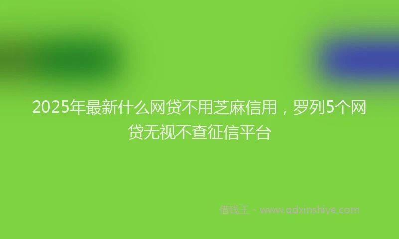 2025年最新什么网贷不用芝麻信用，罗列5个网贷无视不查征信平台