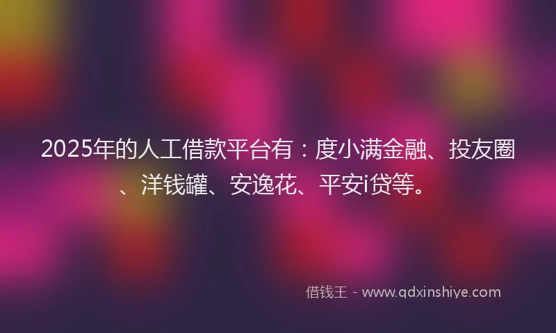2025年的人工借款平台有：度小满金融、投友圈、洋钱罐、安逸花、平安i贷等。