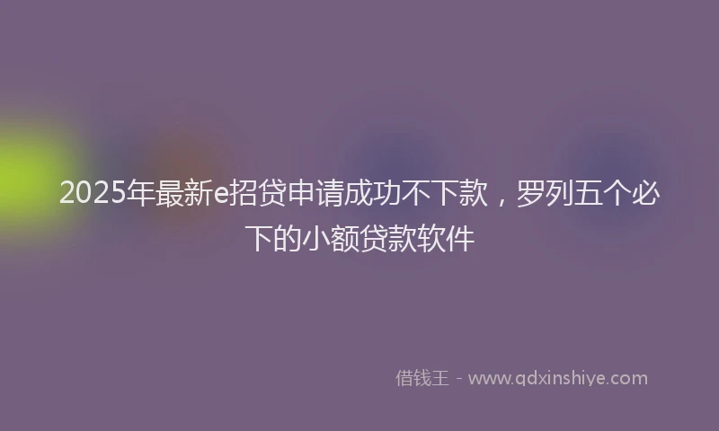 2025年最新e招贷申请成功不下款，罗列五个必下的小额贷款软件