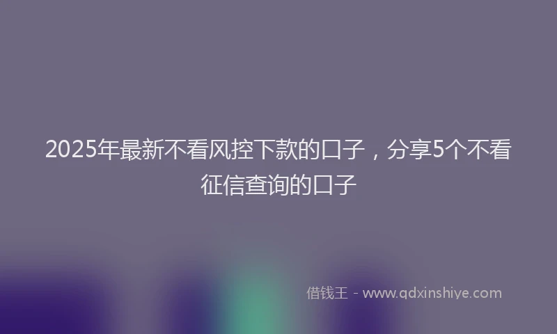 2025年最新不看风控下款的口子，分享5个不看征信查询的口子