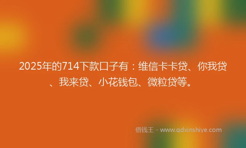 2025年的714下款口子有：维信卡卡贷、你我贷、我来贷、小花钱包、微粒贷等。