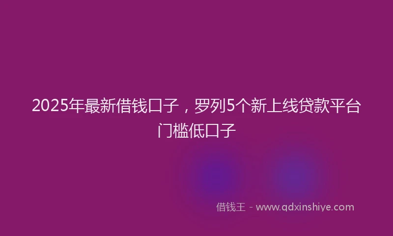 2025年最新借钱口子，罗列5个新上线贷款平台门槛低口子
