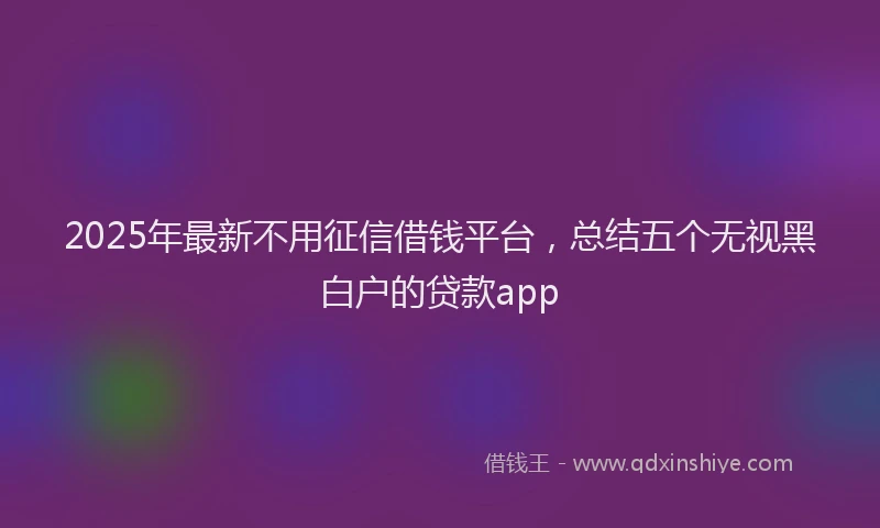 2025年最新不用征信借钱平台，总结五个无视黑白户的贷款app