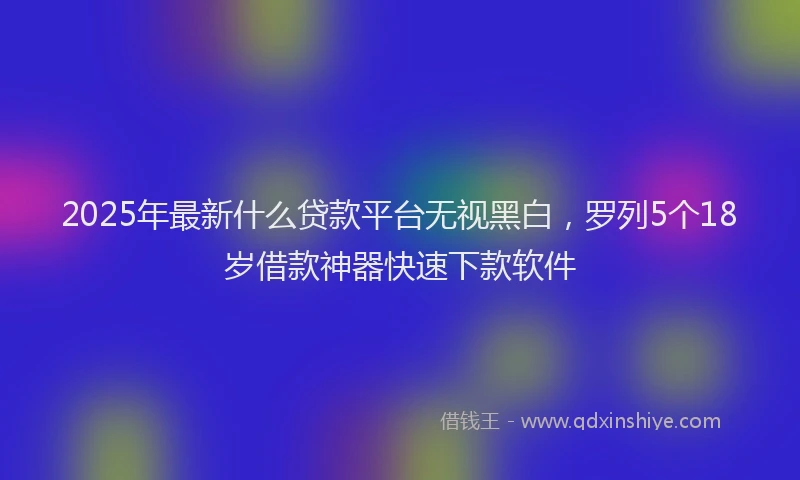 2025年最新什么贷款平台无视黑白，罗列5个18岁借款神器快速下款软件