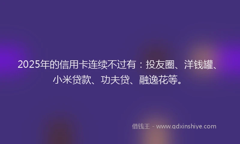 2025年的信用卡连续不过有：投友圈、洋钱罐、小米贷款、功夫贷、融逸花等。