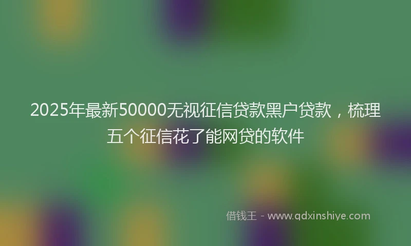 2025年最新50000无视征信贷款黑户贷款，梳理五个征信花了能网贷的软件