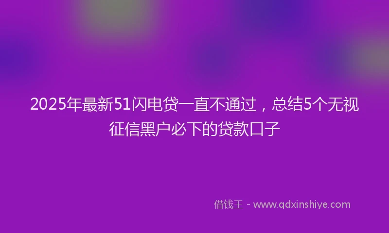 2025年最新51闪电贷一直不通过，总结5个无视征信黑户必下的贷款口子