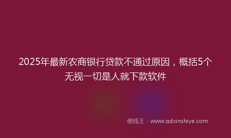 2025年最新农商银行贷款不通过原因，概括5个无视一切是人就下款软件